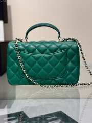 Chanel Mini Rectangular Flap with Top Handle Dark Green Lambskin Light Gold Hardware 20cm - 5