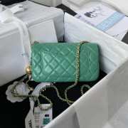 Chanel 23k Flap Gold Ball Square Green Bag 20cm - 4