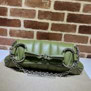 Gucci Horsebit Chain Medium Shoulder Bag Green - 1