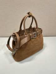 Prada Medium Buckle suede bag with belt light brown 32cm - 4