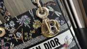 Dior Medium Lady D-Lite Black Multicolor Dior Herbarium Embroidery Bag 24cm - 3