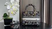 Dior Medium Lady D-Lite Black Multicolor Dior Herbarium Embroidery Bag 24cm - 4