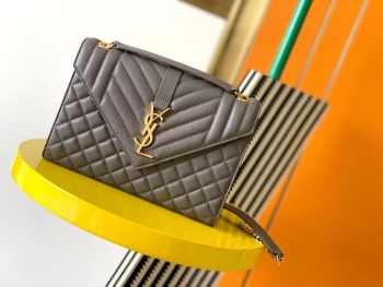 YSL Envelope Medium Chain Grey Bag 24cm