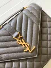 YSL Envelope Medium Chain Grey Bag 24cm - 2