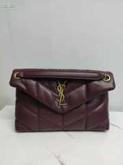 YSL Loulou Puffer Handbag 29cm Wine Red with Gold Hardware - 1