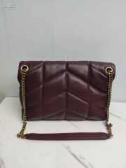 YSL Loulou Puffer Handbag 29cm Wine Red with Gold Hardware - 6