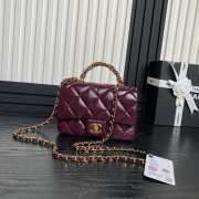 Chanel Lambskin Wine Red Flap Bag with Top Handle 19cm - 1