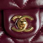 Chanel Lambskin Wine Red Flap Bag with Top Handle 19cm - 2