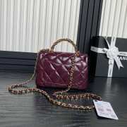 Chanel Lambskin Wine Red Flap Bag with Top Handle 19cm - 3