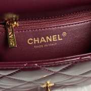 Chanel Lambskin Wine Red Flap Bag with Top Handle 19cm - 4