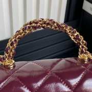 Chanel Lambskin Wine Red Flap Bag with Top Handle 25cm - 2