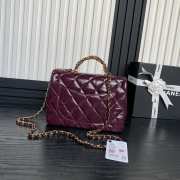 Chanel Lambskin Wine Red Flap Bag with Top Handle 25cm - 4