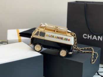 Chanel Mini Van Minaudiere Black/White/Gold AS4590 16cm