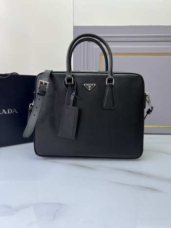 Prada Business Leather Black Bag 36cm