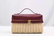 Loro Piana Extra Pocket L27 Wicker Pouch in Burgundy 27cm - 1