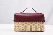 Loro Piana Extra Pocket L27 Wicker Pouch in Burgundy 27cm - 4