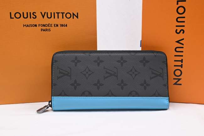 Louis Vuitton M11523 Zippy Vertical Wallet In Black/Blue 20cm - 1