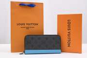 Louis Vuitton M11523 Zippy Vertical Wallet In Black/Blue 20cm - 3