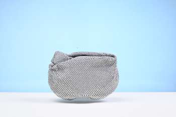 Bottega Veneta Silver Glitter Rhinestone Knot Handle Bag