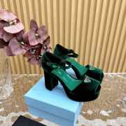 Prada Velvet platform Laurel Green Sandals - 1