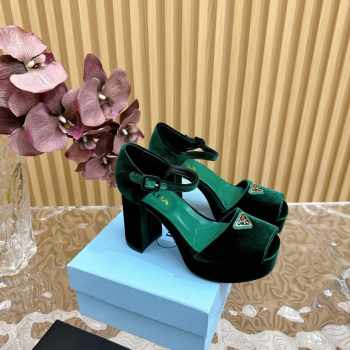 Prada Velvet platform Laurel Green Sandals