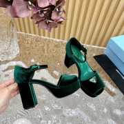 Prada Velvet platform Laurel Green Sandals - 4