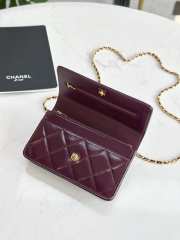 Chanel Flap Phone Holder with Chain Lambskin & Gold-Tone Metal Burgundy 19cm - 3