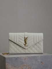 YSL Envelope White Monogram Chain Bag 22.5cm - 1