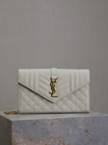 YSL Envelope White Monogram Chain Bag 22.5cm