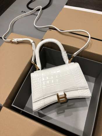 Balenciaga Hourglass White Bag with Gold Hardware 23cm