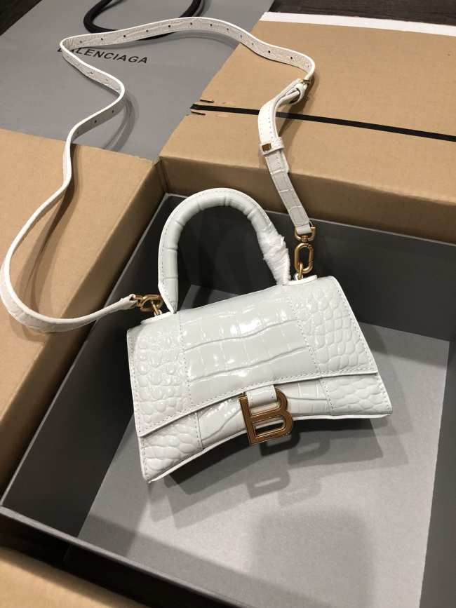 Balenciaga Hourglass White Bag with Gold Hardware 19cm - 1