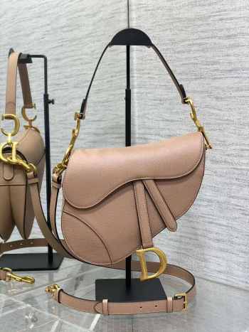 Dior Large Saddle Bag Bean Pink 24cm