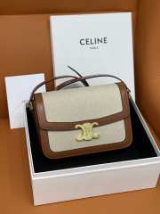 Celine Canvas Triomphe Shoulder Bag Brown 22CM - 1