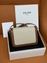 Celine Canvas Triomphe Shoulder Bag Brown 22CM - 4