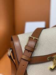 Celine Canvas Triomphe Shoulder Bag Brown 22CM - 3