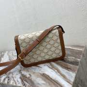 Celine Triomphe Shoulder Bag Brown&White 22CM - 5