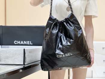 Chanel 22 Large Handbag Black silver 48cm