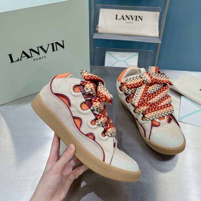 Lanvin Leather Curb Pale Pink Mango Sneaker - 1