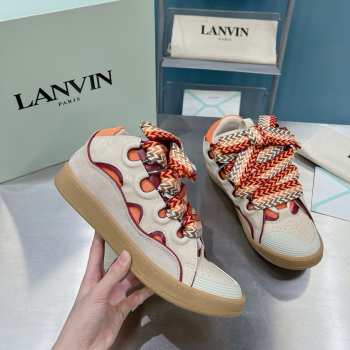 Lanvin Leather Curb Pale Pink Mango Sneaker