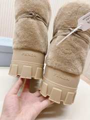 Prada Apres Ski Shearling Boots In Beige - 4