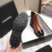 Chanel Calfskin Patent Cap Toe Quilted Short Boots Brown Black - 5