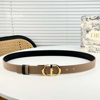 Dior 30 Montaigne Reversible Belt Black and Beige 3cm