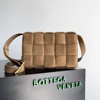 Bottega Veneta Padded Cassette Intreccio Corduroy Suede Crossbody Bag Jacobean