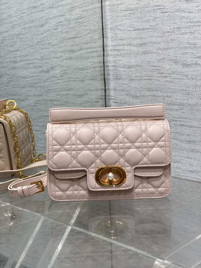 Dior Small Jolie Top Handle Bag in Powder Pink Cannage Calfskin 22cm - 1