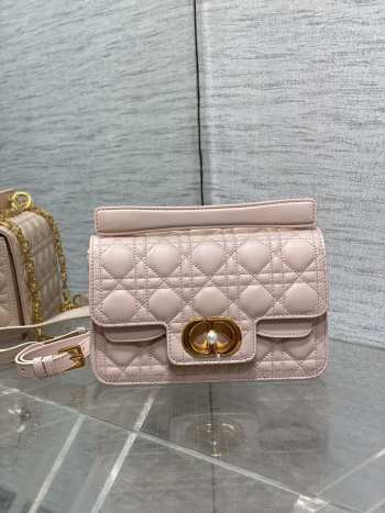 Dior Small Jolie Top Handle Bag in Powder Pink Cannage Calfskin 22cm