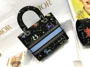 Dior Canvas In Black Pixel Zodiac Embroidered Medium Lady D-Lite Ecru Multicolor 23.5cm - 3