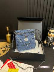 chanel bag blue small size - 3